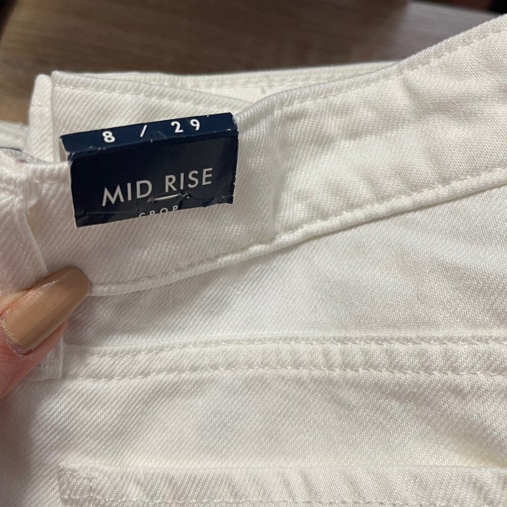 Lucky Brand Women's NWT White Mid Rise Crop Straight Leg Relaxed Jeans Size 8/29 - Picture 6 of 9